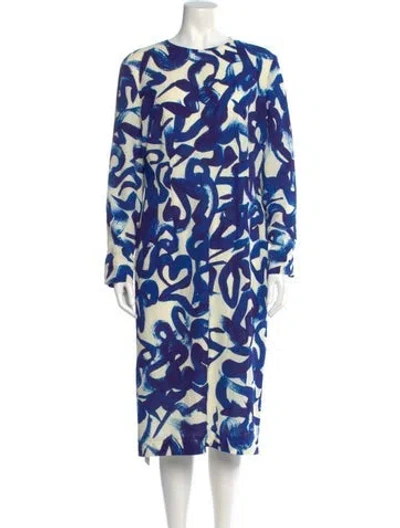 Pre-owned Dries Van Noten Printed Midi Length Dress In Blue