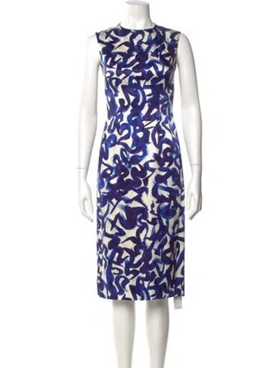 Pre-owned Dries Van Noten Printed Midi Length Dress In Blue