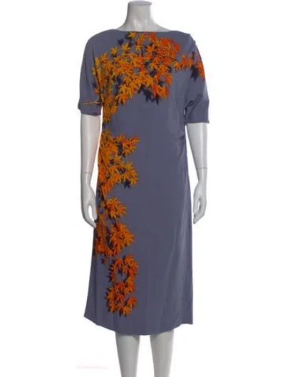 Pre-owned Dries Van Noten Printed Midi Length Dress In Blue