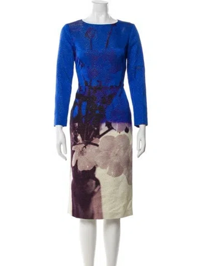 Pre-owned Dries Van Noten Printed Midi Length Dress In Blue