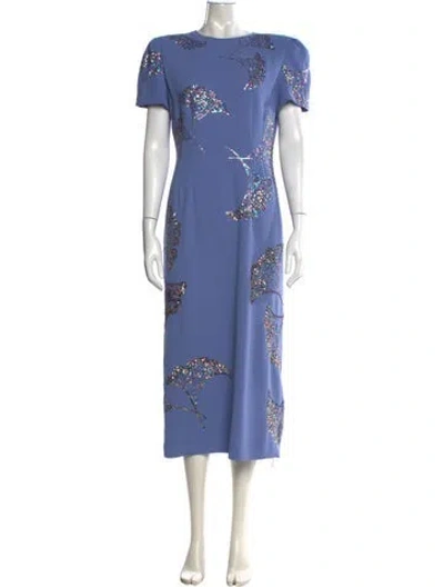 Pre-owned Dries Van Noten Printed Midi Length Dress In Blue