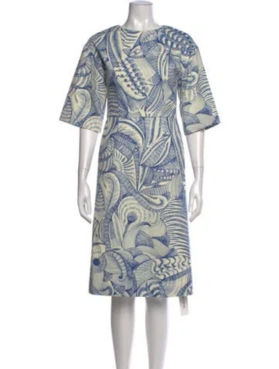 Pre-owned Dries Van Noten Printed Midi Length Dress In Blue