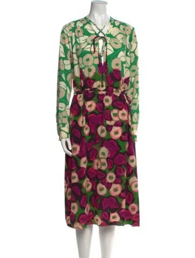 Pre-owned Dries Van Noten Printed Midi Length Dress In Green