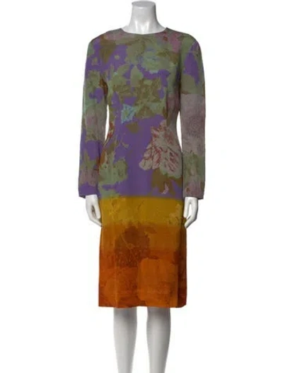 Pre-owned Dries Van Noten Printed Midi Length Dress In Green