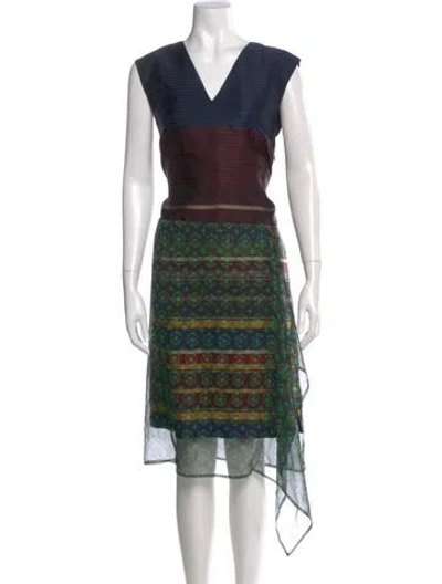 Pre-owned Dries Van Noten Printed Midi Length Dress In Green