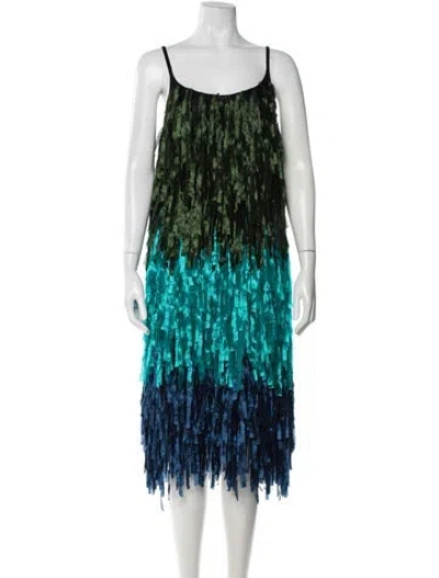 Pre-owned Dries Van Noten Printed Midi Length Dress In Green