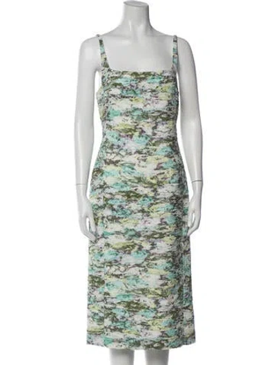 Pre-owned Dries Van Noten Printed Midi Length Dress In Green