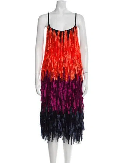 Pre-owned Dries Van Noten Printed Midi Length Dress In Orange