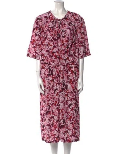 Pre-owned Dries Van Noten Printed Midi Length Dress In Pink