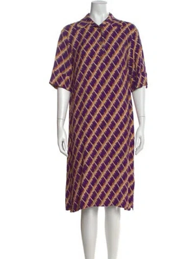 Pre-owned Dries Van Noten Printed Midi Length Dress In Purple