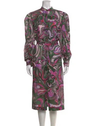 Pre-owned Dries Van Noten Printed Midi Length Dress In Purple