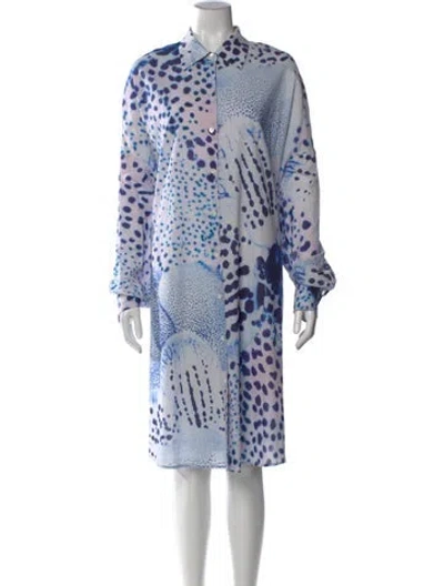 Pre-owned Dries Van Noten Printed Midi Length Dress W/ Tags In Blue