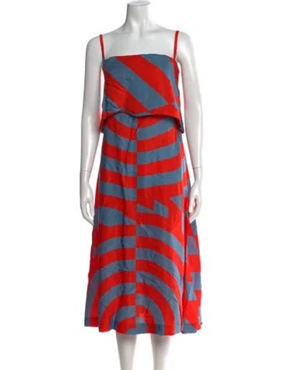Pre-owned Dries Van Noten Printed Midi Length Dress W/ Tags In Red