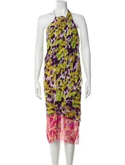 Pre-owned Dries Van Noten Printed Midi Length Dress In White