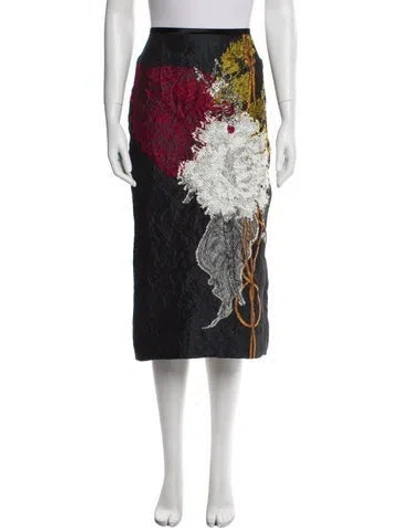 Pre-owned Dries Van Noten Printed Midi Length Skirt In Black