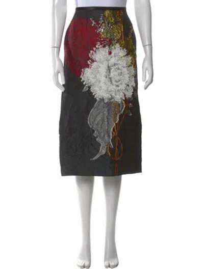Pre-owned Dries Van Noten Printed Midi Length Skirt In Black