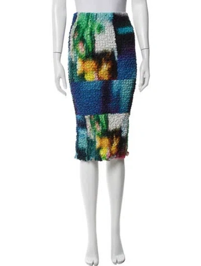 Pre-owned Dries Van Noten Printed Midi Length Skirt In Blue