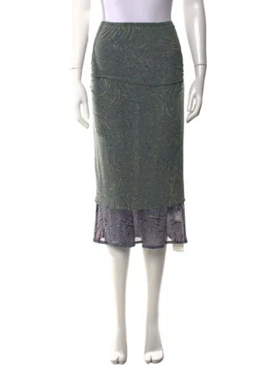 Pre-owned Dries Van Noten Printed Midi Length Skirt In Green
