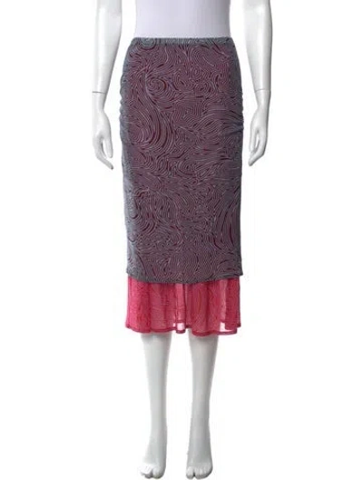 Pre-owned Dries Van Noten Printed Midi Length Skirt In Red