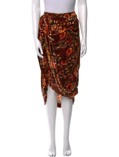 Pre-owned Dries Van Noten Printed Midi Length Skirt W/ Tags In Orange