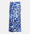 Dries Van Noten Printed Midi Skirt In Blue