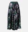 Dries Van Noten Printed Midi Skirt In Brown