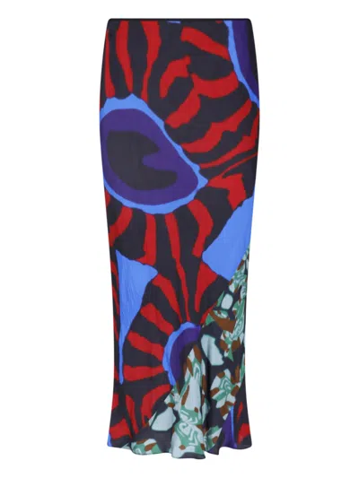 Dries Van Noten Printed Midi Skirt In Multi