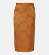 Dries Van Noten Women Orange Jacquard Viscose Blend Midi Skirt In Orange