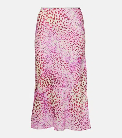 Dries Van Noten Printed Midi Skirt In Pink