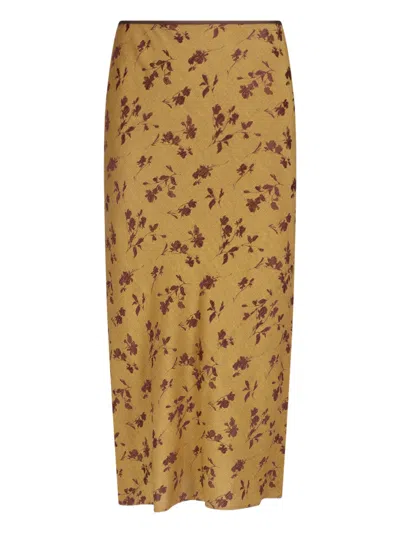 Dries Van Noten Printed Midi Skirt In Yellow