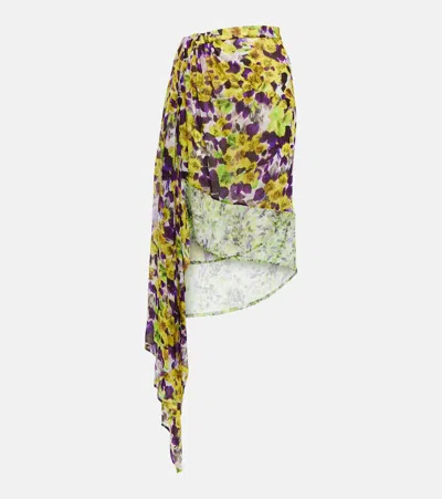 Dries Van Noten Printed Midi Skirt In Yellow