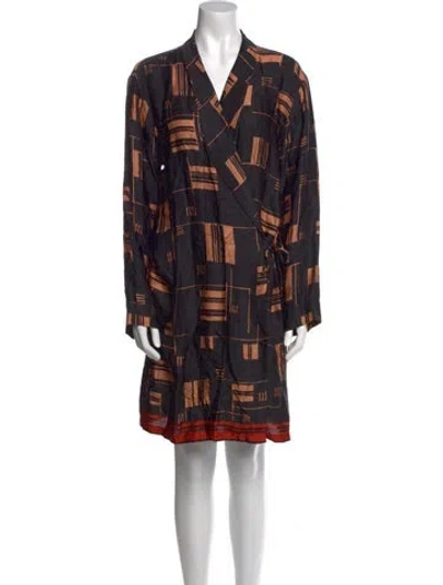 Pre-owned Dries Van Noten Printed Mini Dress In Black