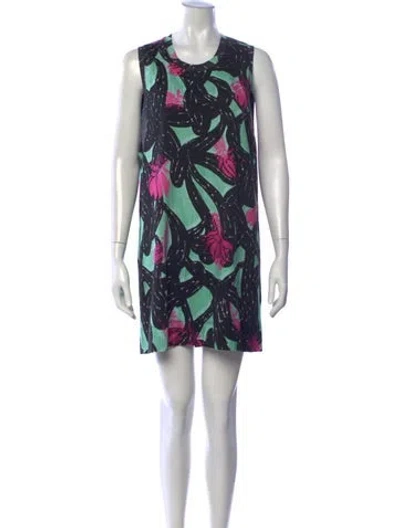 Pre-owned Dries Van Noten Printed Mini Dress In Black