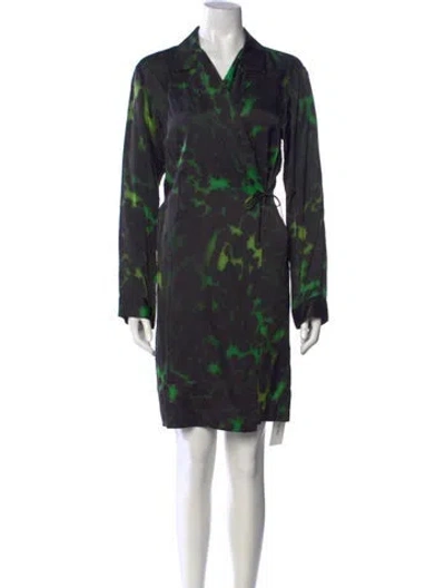 Pre-owned Dries Van Noten Printed Mini Dress In Black