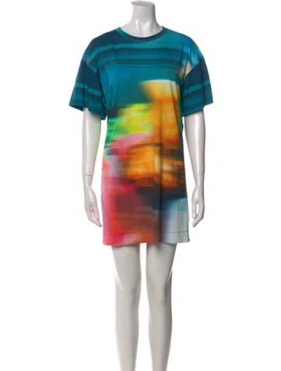 Pre-owned Dries Van Noten Printed Mini Dress In Blue