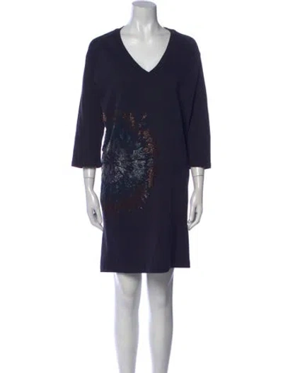 Pre-owned Dries Van Noten Printed Mini Dress In Blue