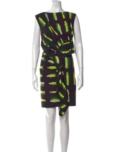 Pre-owned Dries Van Noten Printed Mini Dress In Brown