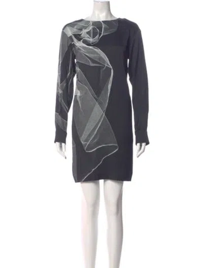 Pre-owned Dries Van Noten Printed Mini Dress In Gray