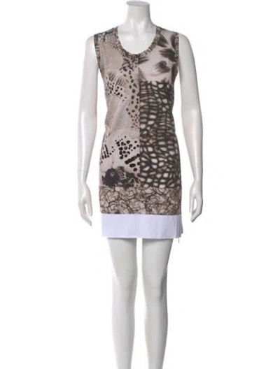 Pre-owned Dries Van Noten Printed Mini Dress In Gray