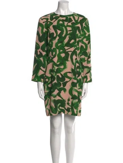 Pre-owned Dries Van Noten Printed Mini Dress In Green