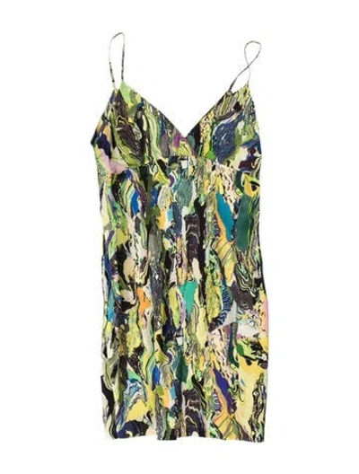 Pre-owned Dries Van Noten Printed Mini Dress In Green