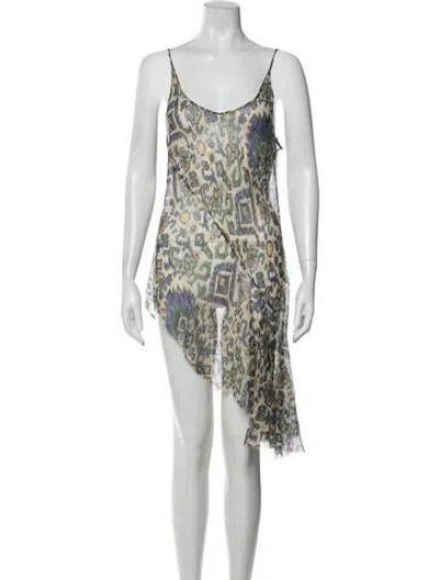 Pre-owned Dries Van Noten Printed Mini Dress In Neutral