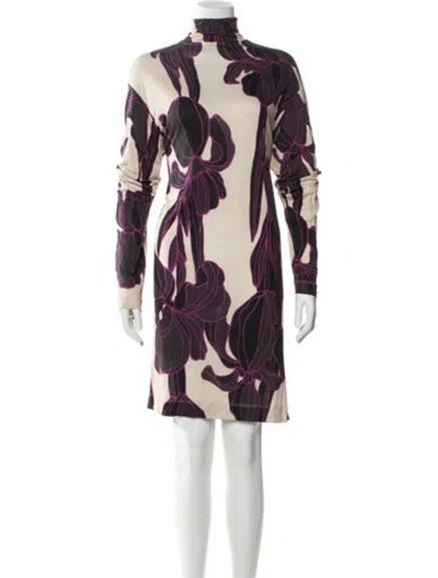 Pre-owned Dries Van Noten Printed Mini Dress In Purple