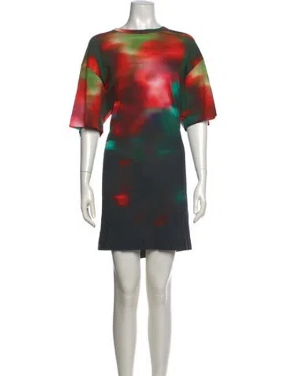 Pre-owned Dries Van Noten Printed Mini Dress In Red