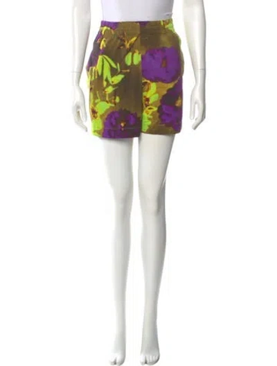 Pre-owned Dries Van Noten Printed Mini Shorts In Green