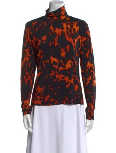 Pre-owned Dries Van Noten Printed Mock Neck Blouse In Blue