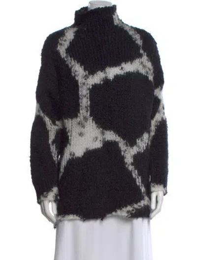 Pre-owned Dries Van Noten Printed Mock Neck Sweater In Black