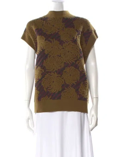 Pre-owned Dries Van Noten Printed Mock Neck Sweater W/ Tags In Green