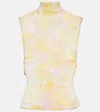 Dries Van Noten Printed Mockneck Silk Top In Dessin C