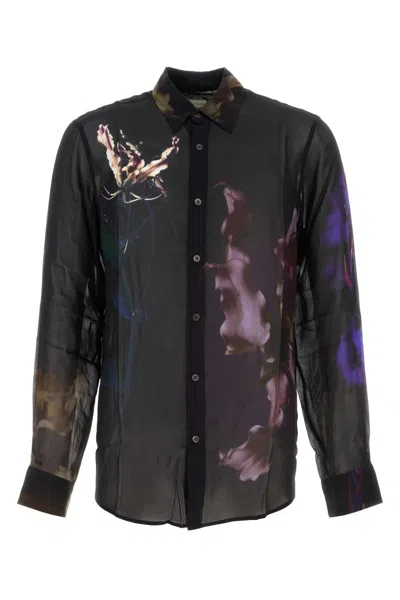 Dries Van Noten Printed Organza Curles Shirt In Multi